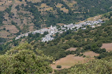 The town of Capileira in the foothills of the Sierra Nevada mountain