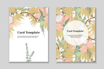 Fototapeta na wymiar Set of 2 boho greting card templates, tender pastel colorls