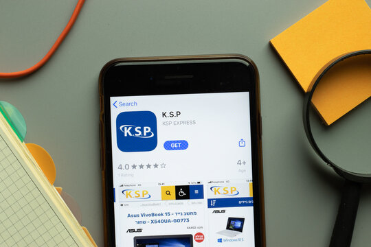 New York, USA - 26 October 2020: K.S.P. KSP mobile app logo on phone screen close up, Illustrative Editorial