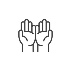 Praying hands line icon. linear style sign for mobile concept and web design. Prayer hands outline vector icon. Symbol, logo illustration. Vector graphics