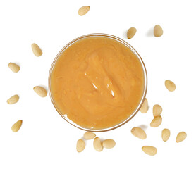 pine nut butter in a glass bowl