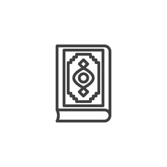 Holy Koran book line icon. linear style sign for mobile concept and web design. Quran book outline vector icon. Symbol, logo illustration. Vector graphics