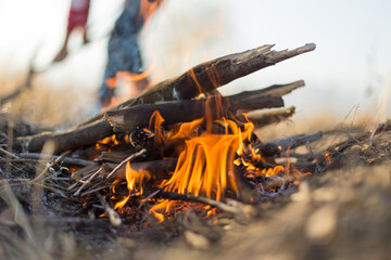 light a fire in nature for food