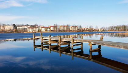 Fototapeta na wymiar wooden jetty, Finland