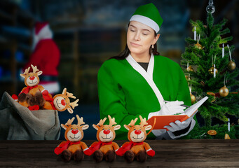 Look into santa's magical workshop as an elf is checking toys