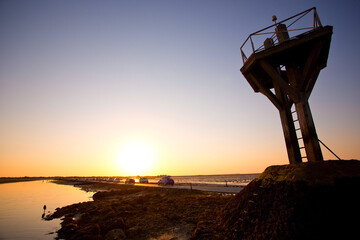 Passage du Gois sur l'île de Noirmoutier le soir en Vendée. France.