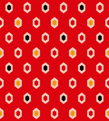 Japanese Colorful Hexagon Vector Seamless Pattern