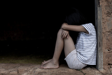 Stop violence and abused children. traumatized children concept.