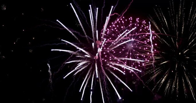 Real fireworks stock video colorful