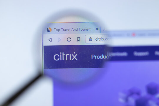 New York, USA - 26 October 2020: Citrix company website with logo close up, Illustrative Editorial