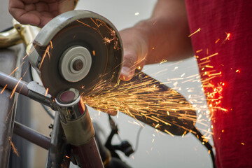 Cutting a bicycle U-Lock, using a Circular Disc saw