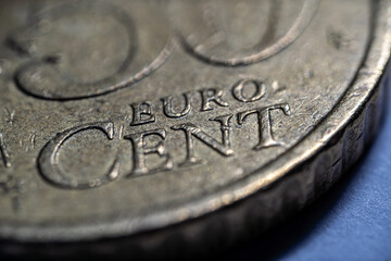 Fotograf&iacute;a macro de moneda de c&eacute;ntimo de euro.
