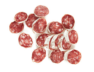 air dried salami isolated on white backrgound