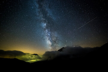 Summer Milky Way in Pedraforca mountain, Barcelona, Pyrenees, Catalonia, Spain