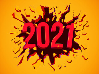 Happy New 2021 Year greeting card. Flyer, poster, invitation or banner for New Year's 2020
