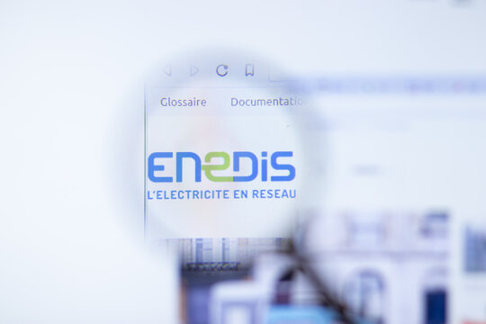 New York, USA - 29 September 2020: Enedis enedis.fr company website with logo close up, Illustrative Editorial