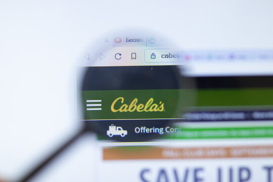 New York, USA - 29 September 2020: Cabelas cabelas.com company website with logo close up, Illustrative Editorial