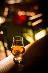 Close up shot a Glencairn whisky glass