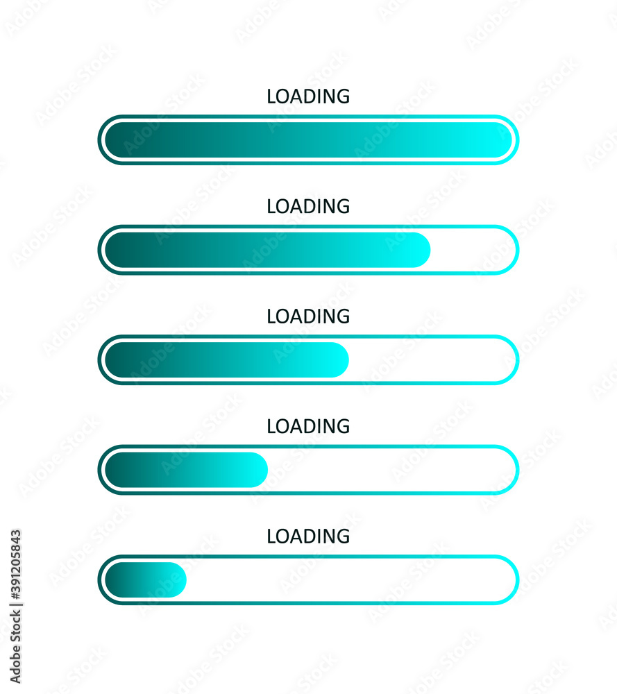 Poster load bar progress. status of download. icons of web loaders. ui for upload on computer. blue templat