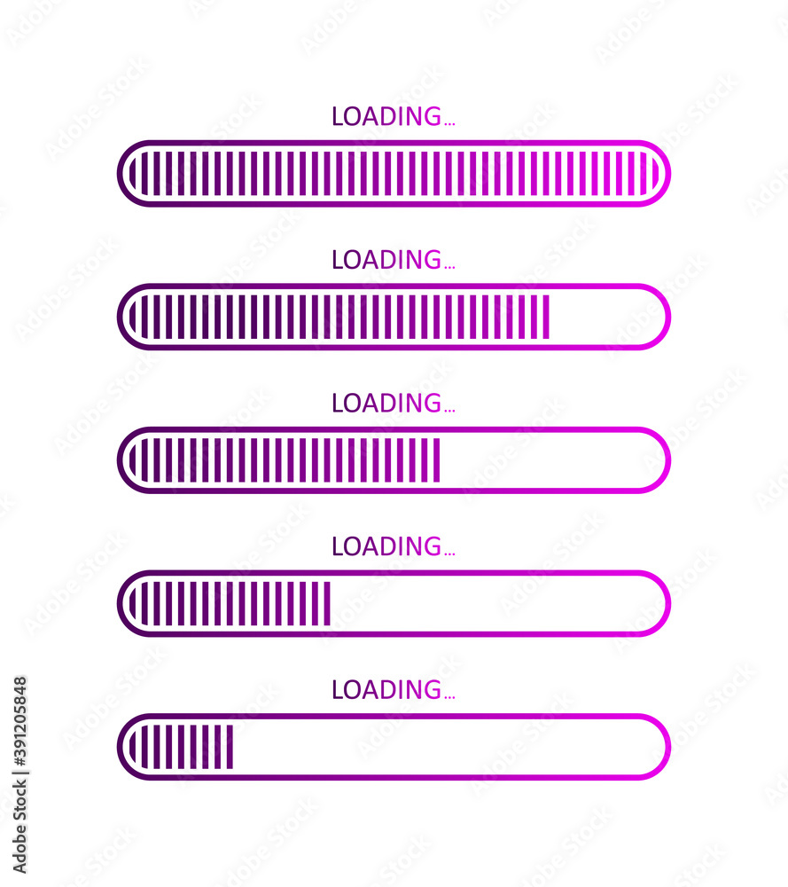 Poster progress of load bar. icons of status download. upload of website or program. symbol for time and sp