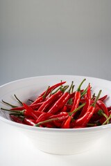 A bowl of flaming Zhitian pepper millet pepper close-up