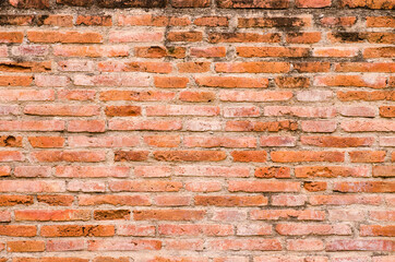 texture of old red brick wall  in horizontal view