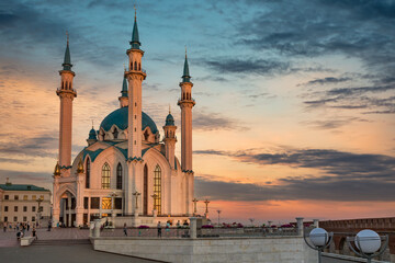 Fototapeta na wymiar Russia. Kazan Kremlin. Kul Sharif Mosque. Sunset