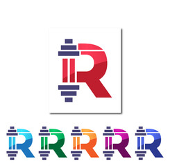 Fototapeta premium R Alphabet Fitness Creative Logo Design Concept