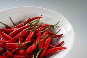 A bowl of flaming Zhitian pepper millet pepper close-up