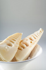 Close-up of a cross section of a sour bamboo shoot, a specialty of Guangxi, China