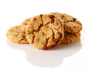 Chocolate chip cookies isolated on white background