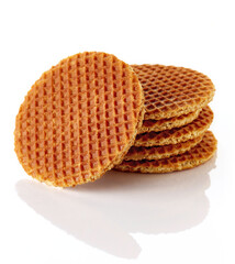 Dutch caramel waffle sisolated on white background