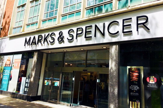 Swansea, UK: June 15, 2018: Marks and Spencer is a major British retailer with 1,433 stores worldwide. It specialises in the selling of clothing and luxury food products.