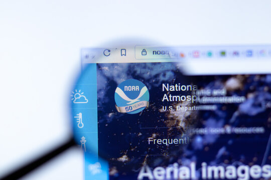 New York, USA - 29 September 2020: noaa.gov NOAA company website with logo close up, Illustrative Editorial
