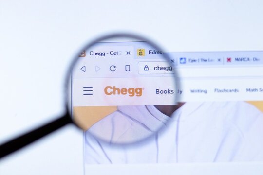 New York, USA - 29 September 2020: Chegg chegg.com company website with logo close up, Illustrative Editorial