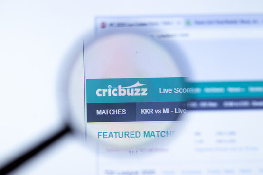 New York, USA - 29 September 2020: Cricbuzz cricbuzz.com company website with logo close up, Illustrative Editorial