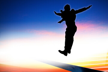 ジャンプするビジネスマンシルエット