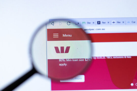 New York, USA - 29 September 2020: Westpac westpac.com.au company website with logo close up, Illustrative Editorial
