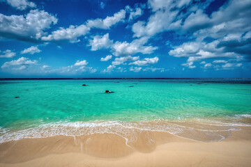 Pristine waters and white sandy beaches of Shimojishima Island, Miyakojima, Okinawa