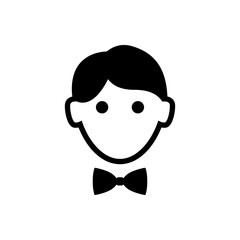 Logotipo con cara de hombre con corbata de lazo en color negro