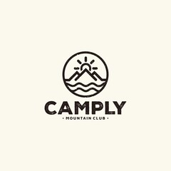 Mountain for Outdoor Adventure Emblem Logo design inspiration Hiking, , Badges, Banners, Emblem For Mountain, Hiking, Camping, Expedition And Outdoor Adventure. Exploring Nature vintage mountain logo