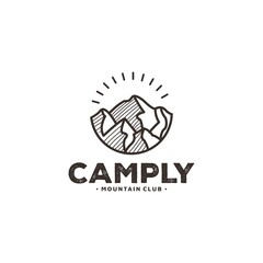 Mountain for Outdoor Adventure Emblem Logo design inspiration Hiking, , Badges, Banners, Emblem For Mountain, Hiking, Camping, Expedition And Outdoor Adventure. Exploring Nature vintage mountain logo