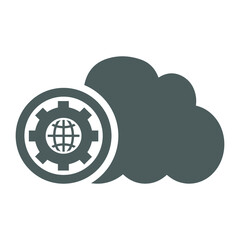 Cloud, gear, settings icon. Gray vector graphics