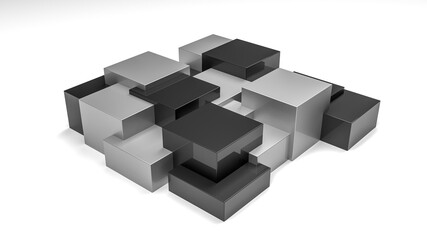 Abstract 3d modern grey and black cubes background