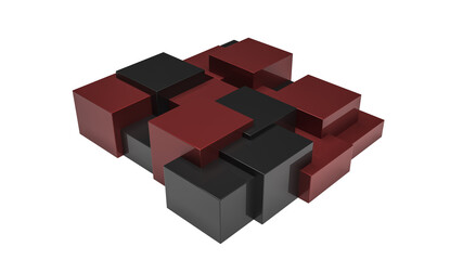 Abstract 3d modern red and black cubes background