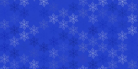 Light blue vector doodle template with flowers.