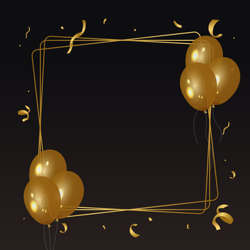 Celebration background frame with golden balloons. Suitable for birthday celebration, wedding party and anniversary event