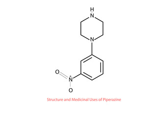 Structure and medicinal uses of  piperazine chemical structure vector design illustration