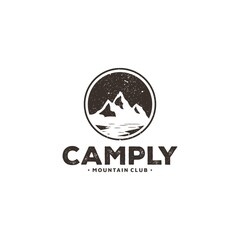 Mountain for Outdoor Adventure Emblem Logo design inspiration Hiking, , Badges, Banners, Emblem For Mountain, Hiking, Camping, Expedition And Outdoor Adventure. Exploring Nature vintage mountain logo
