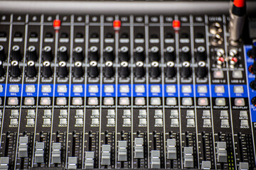 close up sound mixer in studio